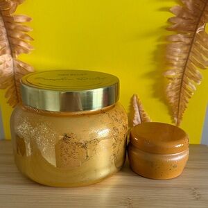 Set Two Candle Capri Blue Glimmer Jar Pumpkin Dulce 3oz and 28 oz